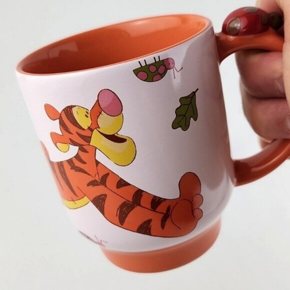Disney Tigger Winnie The Pooh Mug Orange White 3D Scupted Lady Bug 🐞 - Picture 8 of 11